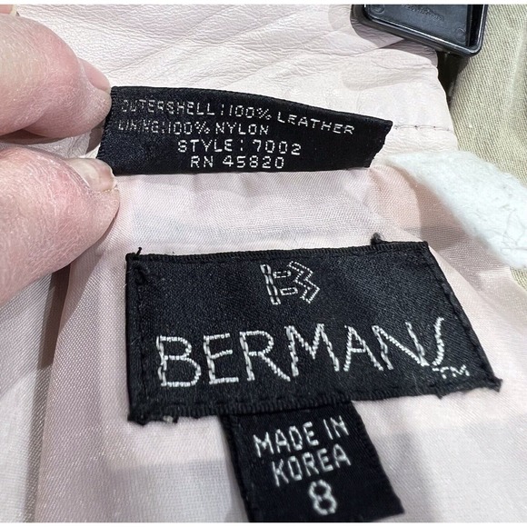 Vintage Bermans Pale Pink Leather Pencil Skirt Size 8 - Picture 8 of 8